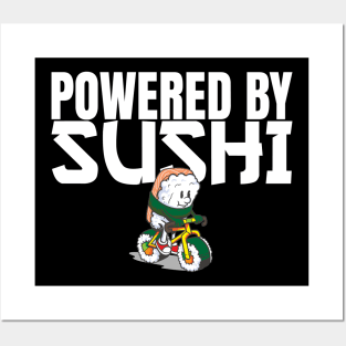 Powered by Sushi - Raw Fish Foodie Biker Posters and Art